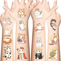 10vnt./Rinkinys Animacinio Katino Laikinos Tatuiruotės Lipdukai Mielas Katukas Vaikams Vandeniui Atsparūs Tatuiruotės Vaikams Juokinga Gimtadienio Dovana