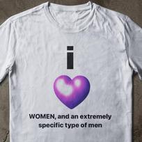 Y2K Bisexual Meme Tee, Airbrush Heart Top, I Love Women Bi Shirt, Sapphic Aesthetic, Queer Internet Humor L