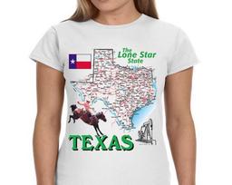Ladies T-shirt Texas State Map Womens Tee Shirt S