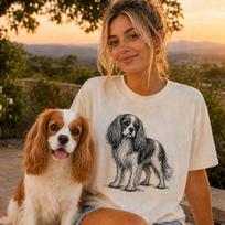 Cavalier King Charles Spaniel Line Art Shirt, Minimalist Scribble Cavalier Sketch Tee, Abstract Dog T-Shirt, Cavalier Mom Gift 2XL