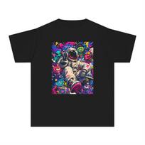 Colorful Astronaut Print Tee | Cosmic Space Graphic Youth T-Shirt S