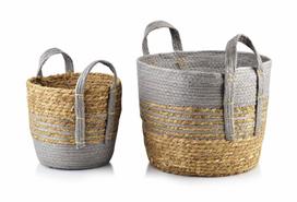 Bali Komplet 2 Koszy Trawa Morska 33X33Xh:26/24X24Xh:21Cm 33x33x26 cm; 24x24x21 cm pilka spalva