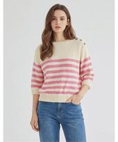 Misens St Pattern Line Short Sleeve Knit_Mb44Knm304Z Blue(Bl)/F(Free)