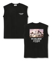 Tee Glake Palm Tree Sunset Oversized Sleeveless T-Shirt Black L