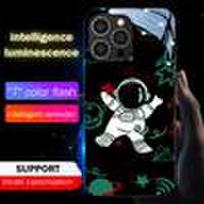 Astronaut LED Luminous Sound Control Flash Glass Case for iPhone Samsung 【Style B】For Iphone 16 Pro