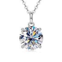 2026 New Minimalist Hip Hop Elegant Fashion Shiny Moissanite V-Neck Collarbone Chain Simple Solitaire Pendant Necklace for Women 6.5mm (1ct) moissanite (45+5cm) balto aukso spalvos