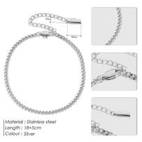 EManco Gold Color Stainless Steel Hip-Hop Style Cuban Chain Anklet for Women Sports Casual Daily Wear Trendy Durable Jewelry