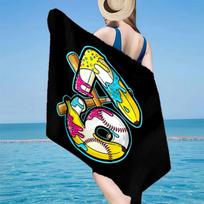 Summer Ice Cream Number 67 Microfiber Beach Towel, Lightweight And Quick-Dry, for Summer Travel, Beach Essential, Swimming Pool 70cmx140cm(27x55inch)