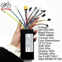 24V/36V/48V E-bike Sine wave controller Self-learn 750W/1000W 6 Pin Hall 35A 3-mode for UART NO.2 S866 SW900 display e-scooter juoda