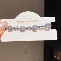 Geometric Jewelry Square Zircon Love Drop Bracelet For Women SilverBlue