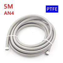 5M PTFE Universal Racing Hose AN4-AN12 Stainless Steel Braided Brake Hose Fuel Oil Line Oil Cooler Car Hose Pipe Black Silver Silver AN4