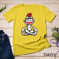 Sock Monkey in Seated Lotus Yoga Pose Funny Mindfulness Gift Unisex T-shirt 2 S