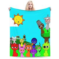 Sprunki Blanket Music-Mixing Game Wool Throw Blankets Airplane Travel Personalised Soft Warm Bedspreads Size: 75*100cm, Weight: 230 GSM