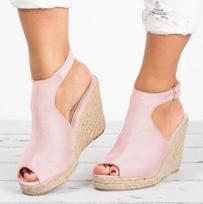 Summer Plus Size Wedge Platform Clog Sandals Women Outdoor Casual Comfortable Non Slip Open Toe Heel Vacation Beach Sandals 35 rožinė