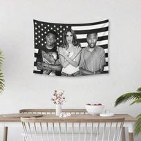 1pc Lana Del Rey Tyler Frank Ocean Tapestry, Black Flag Wall Hanging, Polyester 2D Print, Music Fan Decor for Bedroom, Gift 100X70CM