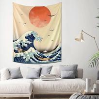 Japanese Traditional Art Kanagawa Surf Themed Tapestry Home Decor Wall Hanging 100X70CM