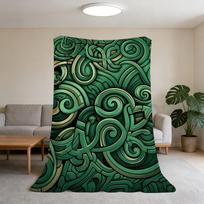 New Zealand Maori Paua pattern Koru Blanket Flannel Warm Soft Throw Blanket For Room Sofa Childish Birthday Gifts Size: 75*100cm, Weight: 230 GSM