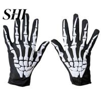 Skeleton Cosplay Accessories 1 Pair Halloween Gloves Night Luminous Party Prop Unisex Dress Up Scary Terrifying Fiver Fingers Ghost Skull Stockings One Size A