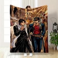 Two Figures Stand Amidst a Lively Town, Surrounded by People and Animals. for All Seasons Blanket Lunch Break Throw Gift 75X95CM