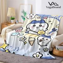 Cute Chiikawa Cartoon Flannel Blanket Warm Soft Halloween Christmas Couch Warm Cozy Decorative Decor Gift for All Season 75cmx90cm