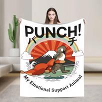 Punch the Monkey Mano emocinės paramos gyvūnas Flaneliniai pledai Pavasario/Rudens Kvėpuojantys Minkšti Mesti pledai Sofai Automobiliui Antklodė 75X95CM
