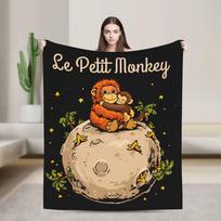 Animacinių filmų Punch Monkey ir Oran-Mama pledai Vilnos metamas pledas Lovos patalynė Sofos spausdintas lengvas lovatiesė, 75X95CM