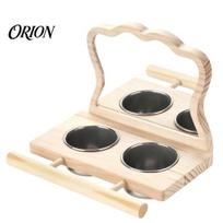 Natural Wood Bird Platform 1 Set Parrot Feeder Platform, Cage with 2 Detachable Stainless Steel Perch Cups, Wooden Pole, Mirror, Accessories Sets