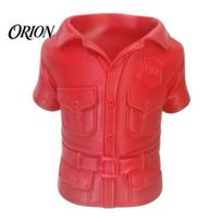 One-piece Molding Pen Cup 3D Printed Shirt-Shaped Holder, Creative Red Workwear Desk Organizer for Pencils Markers Desktop Ornament Scissors, Compact raudona