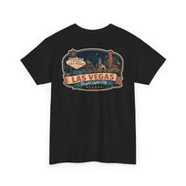 Las Vegas - Mid Century Luggage Tag T-Shirt | Retro Skyline City Badge Tee 2XL