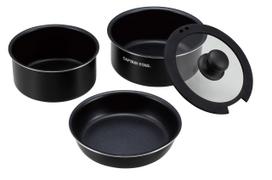 Captain Stag Easy Compact Cookware Set Includes Frying and Pot with Storage Case (UH-4120) - Multi-Pot, Pan, juoda