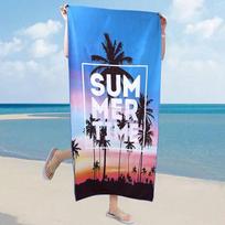 Beach Towel Summer Time And Palm Trees Printed Pattern Sun Protection Windproof Suitable For Swimming Pool Camping Travel 35x75cm&1pc