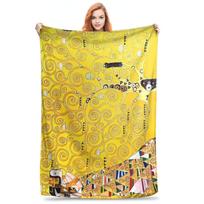Gustav Klimt Flannel Blankets Winter Soft Warm Bedding Throws for Kids Adult Living Room Comfortable Bedspread Sofa Bed Cover Size: 75*100cm, Weight: 230 GSM