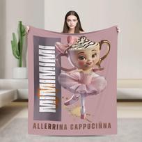 Ballerina Cappuccino Italian Brainrot Flannel Blanket Funny Meme Throw Blanket Bedspread 150*125cm Plush Thin Quilt Super Soft Size: 75*100cm, Weight: 230 GSM