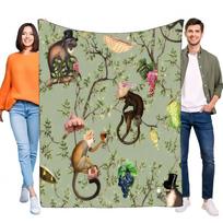 Cute Monkey Pattern Fleece Blanket Soft Cozy Throw for Sofa Bed Home Decor Lightweight Warm Gift for Kids and Adults Perfect for Size: 75*100cm, Weight: 230 GSM