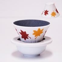 COFIL Fuji Shiki Ceramic Filter Server with Drip Tray Autumn Leaves - (Momiji) Made in Japan Hasamiyaki balta