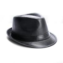 British style retro gentleman hat warm jazz hat middle-aged and elderly senior PU leather top hat gentleman hat M（56-58cm） juoda