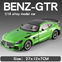 1:18 Mercedes-Benz GTR Sportinio automobilio modelis Die-cast Miniatiūrinis automobilis Kolekcija Simuliacinis garsas ir šviesa Transporto priemonė Žaislinis automobilis Vaikų dovana Papuošalai žalia