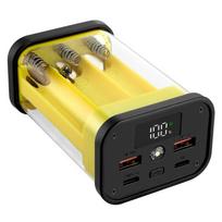 Transparents ABS PowerBank Case For 6 Slot 18650 Batteries 22.5W For DIY Projects And Portable Charging Solution geltona