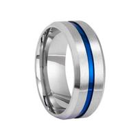 Vyriškas bestseleris 8 mm pločio žiedas su trijų spalvų dviejų tonų Europos ir Amerikos stiliumi Size 8 white
