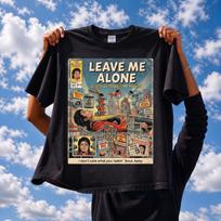 Michael Jackson T-shirt „Leave Me Alone“, Komiksų stiliaus „Bad“ eros marškinėliai 2XL gray