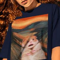 Scared Hamster 'The Scream' Meme Shirt: Edvard Munch Art Tee XL