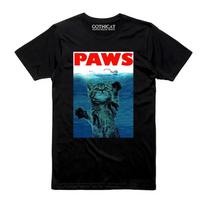 Paws Jaws Cat Fun T shirt Funshirt Funny Kitten Kitty Katze Weiße Hai Top Tee Man Woman cat lover Gothicat 3XL