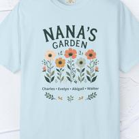 Comfort Colors Nana’s Garden T shirt, Personalized Grandma Shirt with Grandkids Names, Floral Nana Tee Gift, Mother’s Day Grandma Tee Shirt 3XL