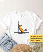 Purr-Pendicular Cute Maths Cat Premium T shirt, Cute Kitten Math Pun T shirt, Cute Geometry Shirt S
