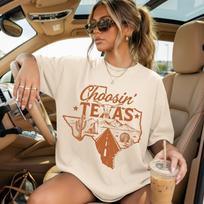 Choosin Texas Tee,Shes From Texas Shirt, Western Graphic Tee, Comfort Colors Texas Shirt, Longhorn Tee, Gift For Texan, Southern State Shirt S