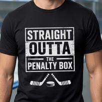 Straight Outta The Penalty Box Ice Hockey Shirt | Hockey Mask & Sticks Tee XL