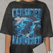 Certified Hammered Shirt, Funny Hammer Shark Joke Tshirt, Meme Drinking Humor T-shirt, Unisex Graphic Bootleg 90s Tee S