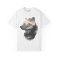 Bear Double Exposure Mountain Landscape T-Shirt | Forest Wilderness Graphic M