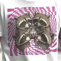 Funny Raccoon Coffee Shirt | Trippy Raccoons Drinking Iced Coffee Tee | Cute Animal Meme Shirt | Coffee Lover Gift Unisex T-Shirt XS to 5XL 2XL