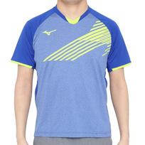 Table Tennis Wear Game Shirt Short Sleeve Standard Dynamotion Fit JTTA 82JA9002 Reflex Blue S [Mizuno] Sweat-wicking Quick-drying Men's